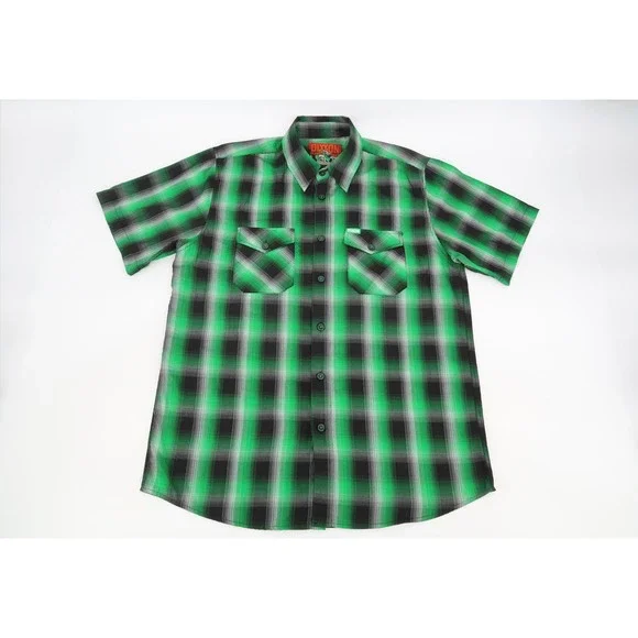 Dixxon Flannel O'Malley Irish Shirt Mens Large Green Plaid Short Sleeve St Paddy - Picture 2 of 11